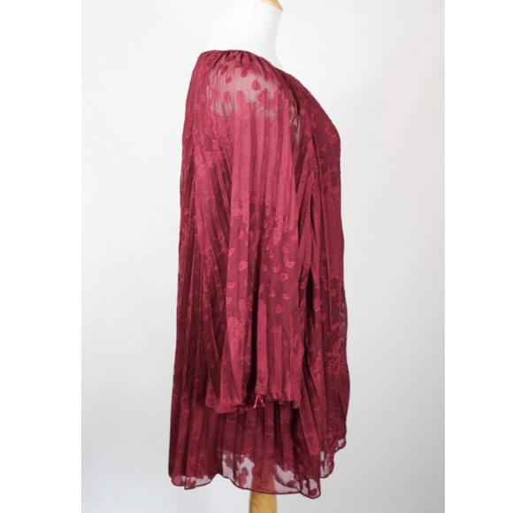 Anthropologie Toulon Berry Pleated Mini Dress Medium - Picture 4 of 6